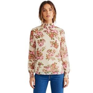 Midnight Womens Blouse Sz Small Floral Cottagecore Victorian Garden Party Retro